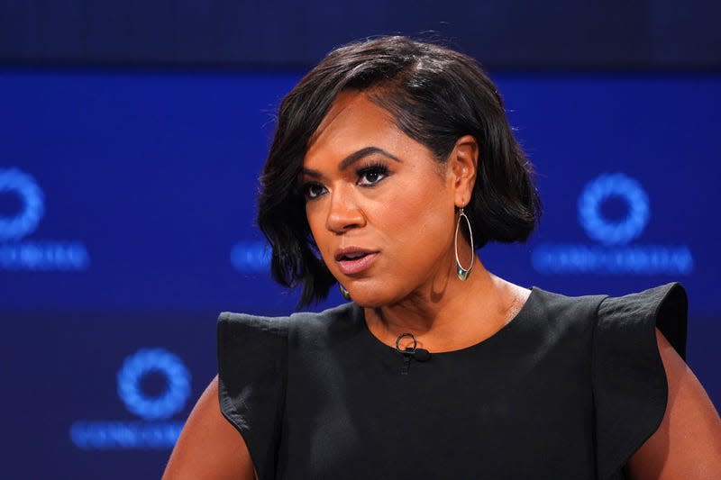 NEW YORK, NEW YORK - SEPTEMBER 19: Tiffany Cross, Host of MSNBC Cross Connection speaks on stage during The 2022 Concordia Annual Summit - Day 1 at Sheraton New York on September 19, 2022 in New York City. 