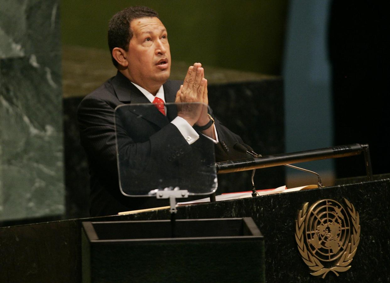 Venezuela president Hugo Chavez at the United Nations general assembly in 2006: REUTERS