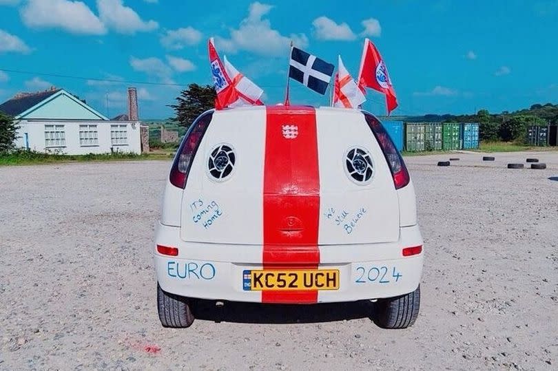 A Vauxhall Corsa decorated for the Euro 2024