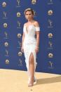 Scarlett Johansson oozed sex appeal in a white-hot white gown at the Emmys on the arm of her boyfriend, host Colin Jost