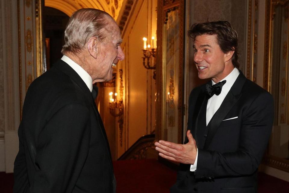Prince Philip, Duke of Edinburgh and Tom Cruise meet during a dinner to mark the 75th anniversary of the Outward Bound Trust at Buckingham Palace (Getty Images)