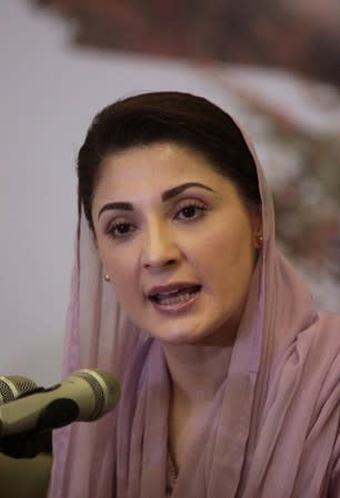 Maryam Nawaz, speaks during a news conference in Lahore,