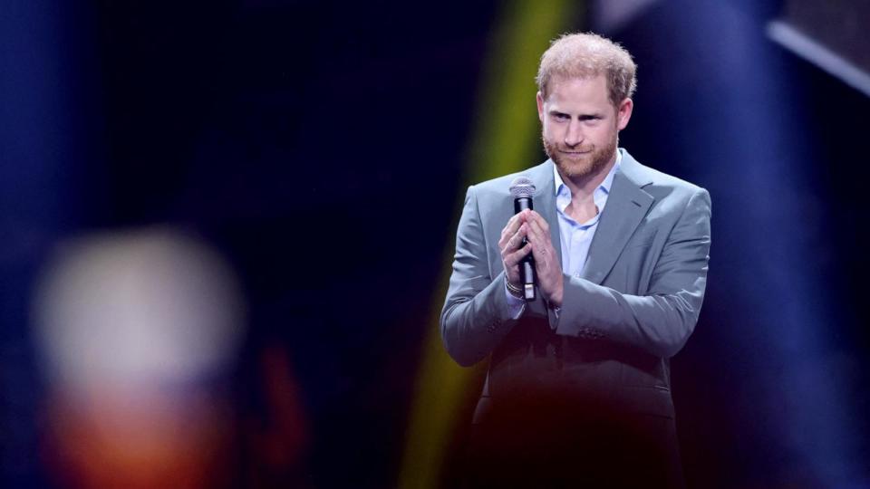 PHOTO:  Britain's Prince Harry speaks during the opening ceremony of the Invictus Games, in Duesseldorf, Germany, Sept. 9, 2023. (Thilo Schmuelgen/Reuters, FILE)