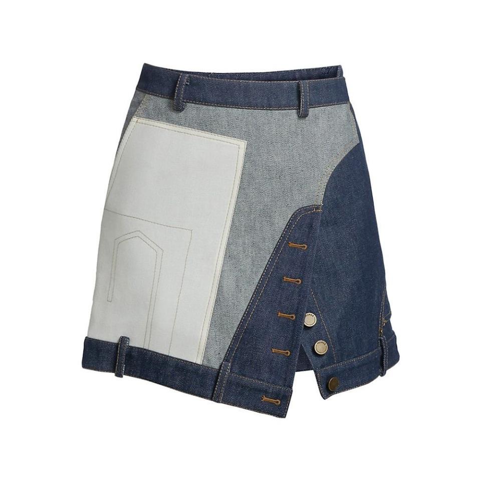 8) Upside Down Denim Mini Skirt