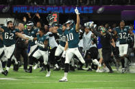 <p>The Philadelphia Eagles celebrated defeating the New England Patriots 41-33 in Super Bowl LII at U.S. Bank Stadium on February 4, 2018 in Minneapolis, Minnesota. (Photo by Mike Ehrmann/Getty Images) </p>