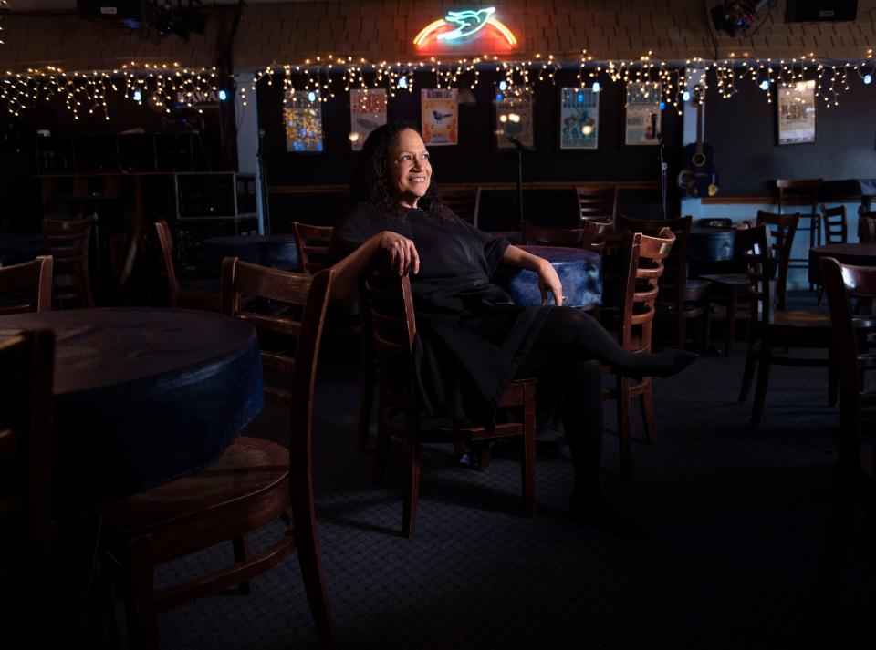 Alice Randall, author and songwriter, sits for a portrait at Bluebird Cafe in Nashville , Tenn., Tuesday, March 14, 2023.