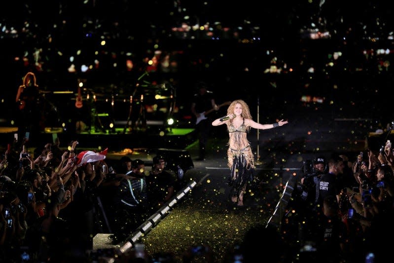 FILE PHOTO: Colombian singer Shakira performs in the opening of the Cedars International Festival In Bcharre, Lebanon July 13, 2018. REUTERS/ Jamal Saidi