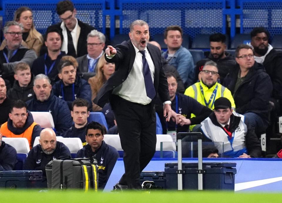 Ange Postecoglou cut a hugely frustrated figure at Stamford Bridge (John Walton/PA Wire)