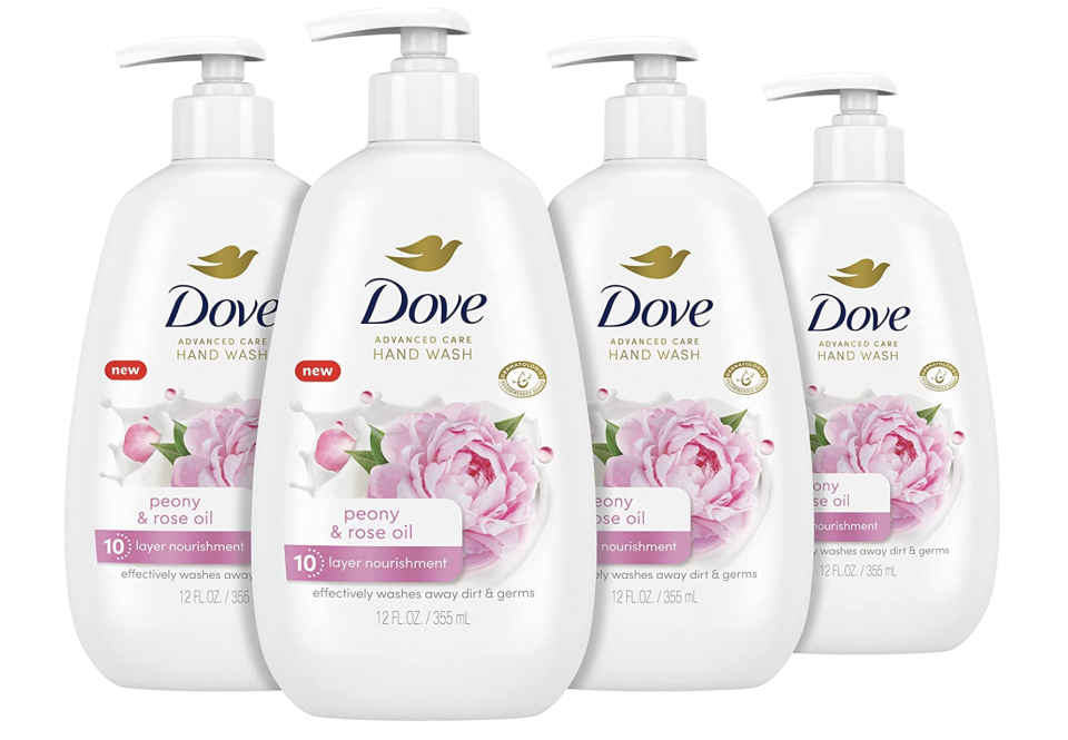 Dove Advanced Care Hand Wash Peony & Rose Oil 4 Count. (PHOTO: Amazon Singapore)