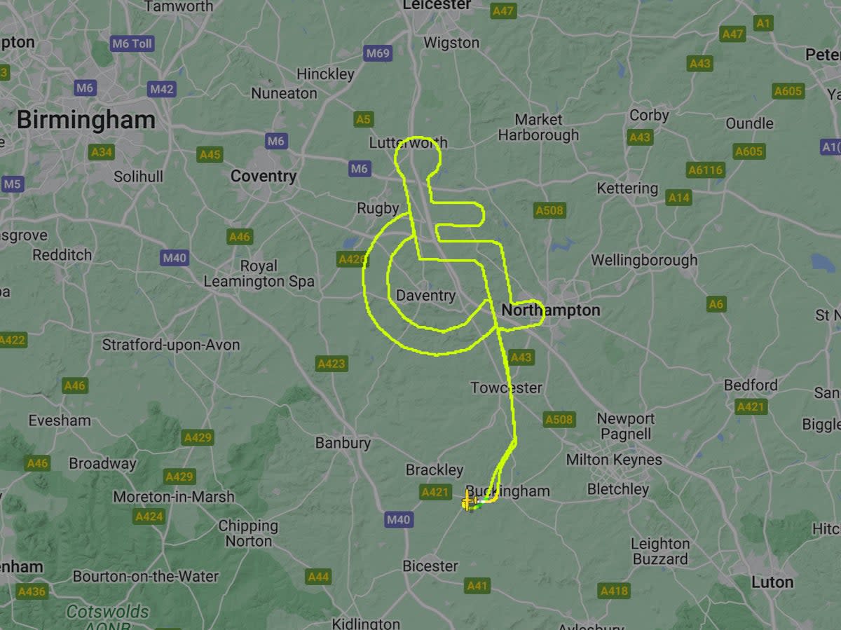 A screenshot of the inventive flight trail (FlightRadar24)