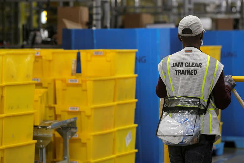 FILE PHOTO: Amazon's JFK8 distribution center in Staten Island, New York City