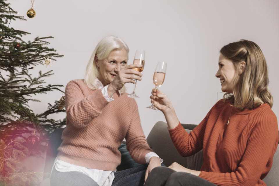 woman toasting at christmas