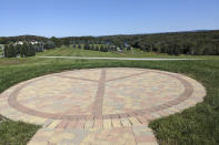 A view of the site where the Woodstock festival happened in August 1969, as seen from the Museum at Bethel Woods in Bethel, N.Y., Sept. 21, 2023. (AP Photo/Michael Liedtke)