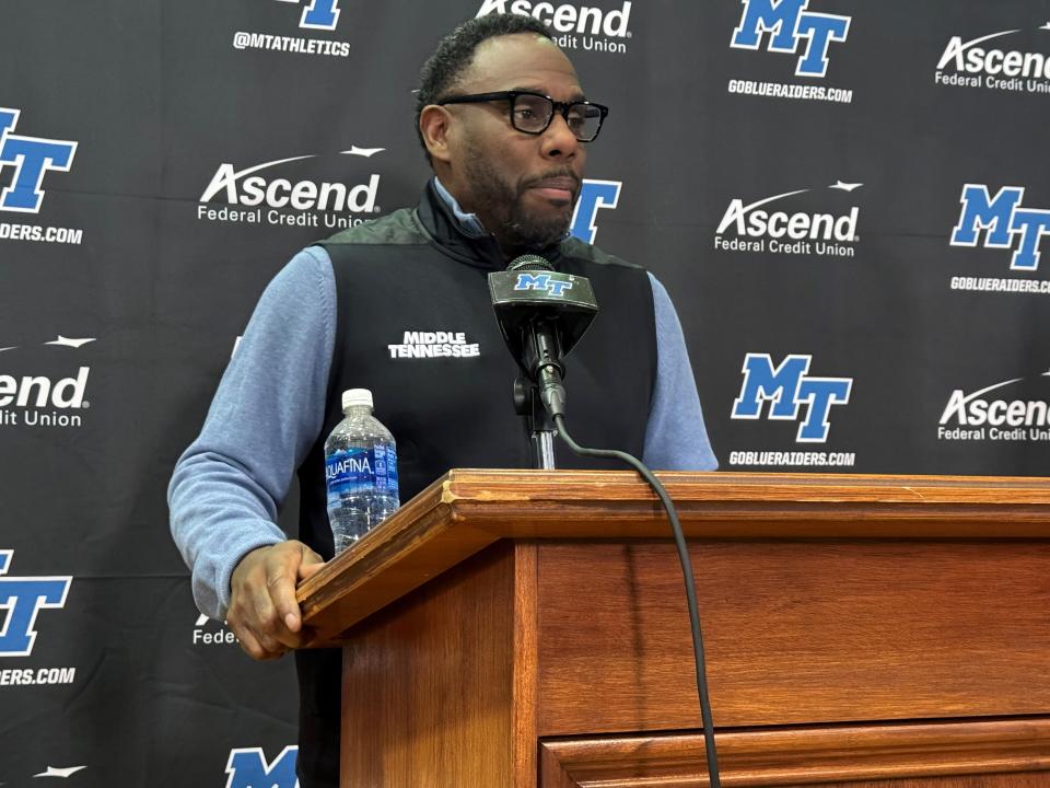 MTSU football head coach Derek Mason speaks about his first early signing class at a press conference Wednesday.