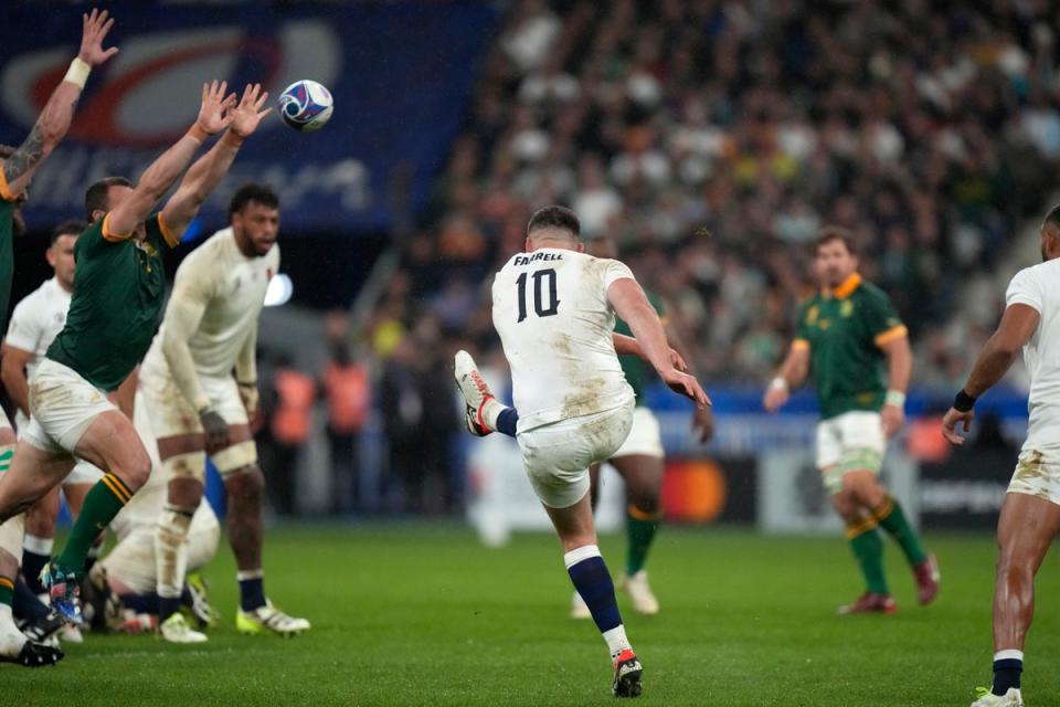 Owen Farrell’s drop goal looked to have put England on the verge of victory (AP)