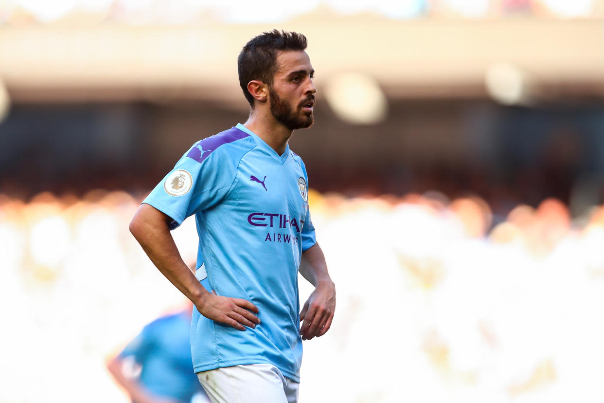 MANCHESTER, ENGLAND - SEPTEMBER 21: Bernardo Silva of Manchester City during the Premier League match between Manchester City and Watford FC at Etihad Stadium on September 21, 2019 in Manchester, United Kingdom. (Photo by Robbie Jay Barratt - AMA/Getty Images)