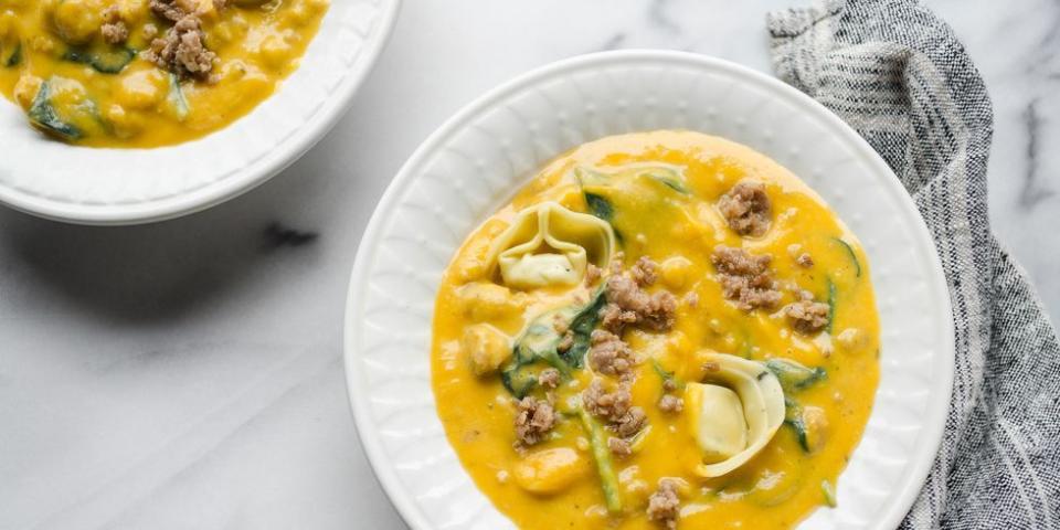 Butternut Squash, Sausage, and Tortelloni Soup