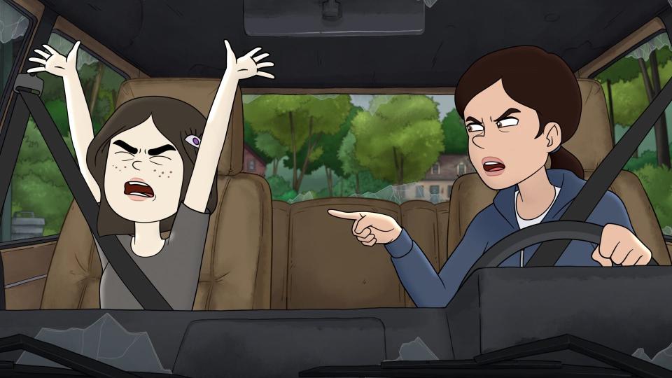 Antichrist Chrissy (voiced by Lucy DeVito) and her mom Laura (voiced by Aubrey Plaza) in FXX's "Little Demon."