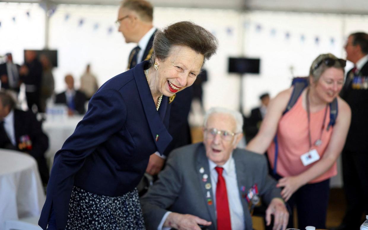 Britain's Princess Anne attends a ceremony along with D-Day veterans
