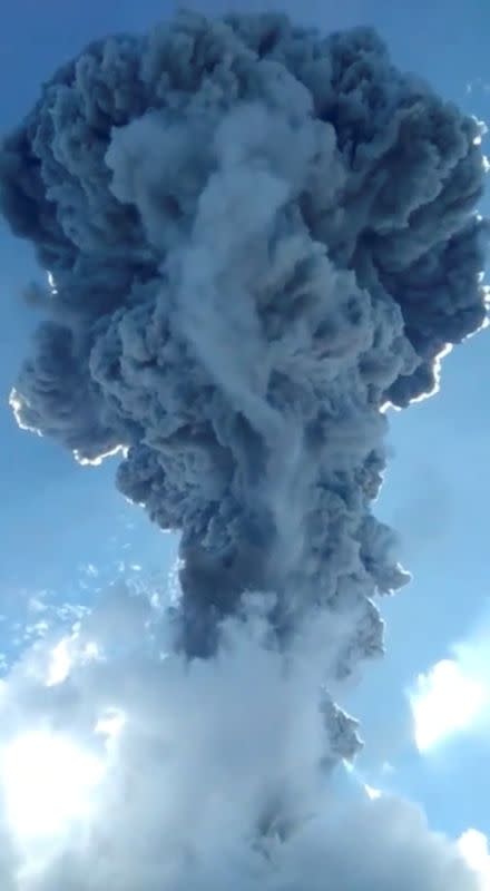 An eruption of Mount Ile Lewotolok is seen in Lembata