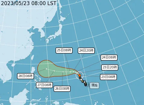 &#x007b2c;&#x004e8c;&#x00865f;&#x0098b1;&#x0098a8;&#x00300c;&#x00746a;&#x005a03;&#x00300d;&#x004eca;&#x0065e5;8&#x006642;&#x007684;&#x004e2d;&#x005fc3;&#x004f4d;&#x007f6e;&#x005728;&#x005317;&#x007def; 11.2 &#x005ea6;&#x00ff0c;&#x006771;&#x007d93; 146.9 &#x005ea6;&#x00ff0c;&#x004ee5;&#x006bcf;&#x005c0f;&#x006642;13&#x00516c;&#x0091cc;&#x00901f;&#x005ea6;&#x00ff0c;&#x005411;&#x005317;&#x005317;&#x00897f;&#x009032;&#x00884c;&#x003002;&nbsp;&nbsp;&nbsp;&#x005716;&#x00ff1a;&#x0053d6;&#x0081ea;&#x004e2d;&#x00592e;&#x006c23;&#x008c61;&#x005c40;&#x007db2;&#x007ad9;