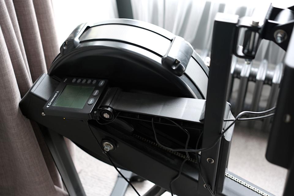 Image of the MyRow Rowing Screen attached to a Concept2 Model D
