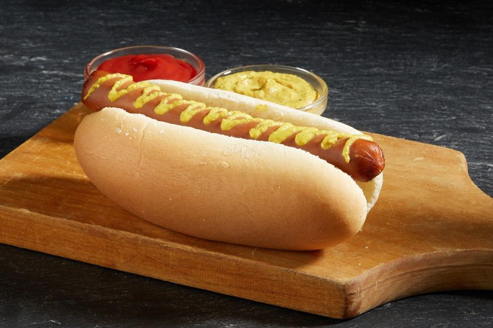 Nathan's meatless dog with mustard