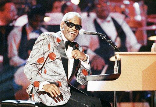 The late Ray Charles performs at the piano during the taping of "Ray Charles: 50 Years in Music, uh-huh," a benefit musical gala for Starlight/Starbright Foundation in Pasadena, California, on Sept. 20, 1991.