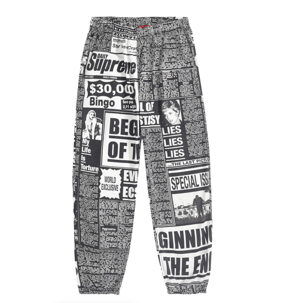 Supreme Newsprint Skate Pant Black 