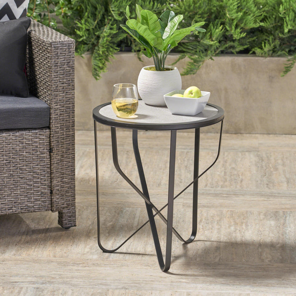 Noble House Outdoor Ceramic Tile Side Table (Photo: Walmart)