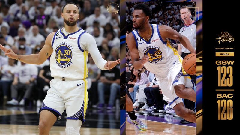 柯瑞（Stephen Curry）、威金斯（Andrew Wiggins）末節關鍵三分球都沒進。（圖／翻攝自勇士推特）