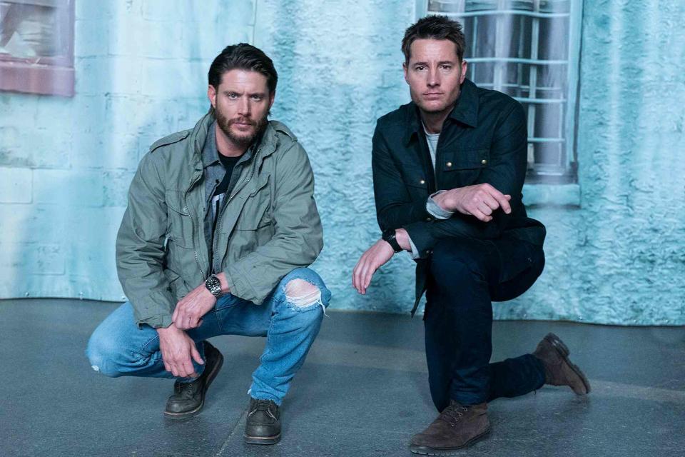 <p>Michael Courtney/CBS</p> Jensen Ackles and Justin Hartley on 