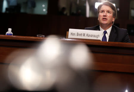 U.S. Supreme Court nominee judge Brett Kavanaugh speaks during a Senate Judiciary Committee confirmation hearing on Capitol Hill in Washington, U.S., September 4, 2018. REUTERS/Joshua Roberts