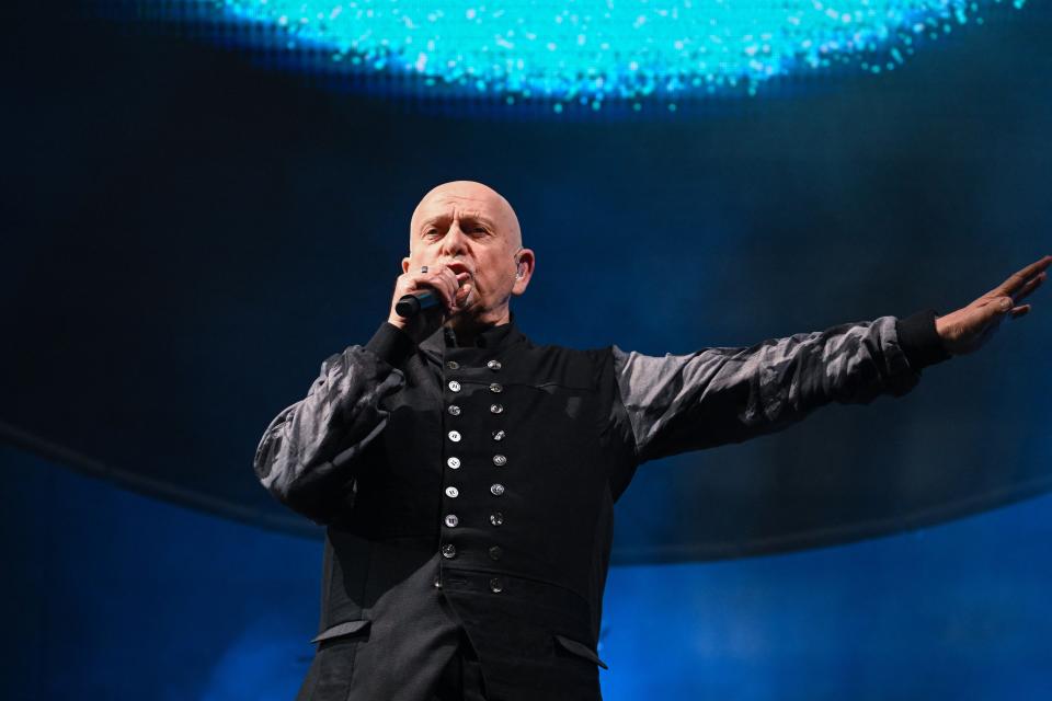 Peter Gabriel performs on stage during a concert at the Accor Arena in Paris, on May 23, 2023.