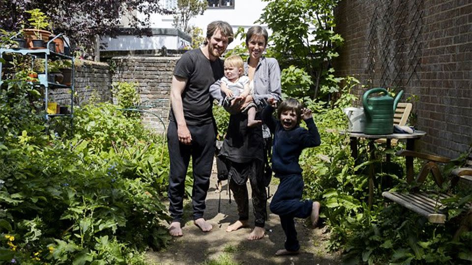 Adele, 32, and Matt Allen, 33, are pictured with their five-year-old boy Ulysses and one-year-old girl Ostara. Photo: Bancroft Media