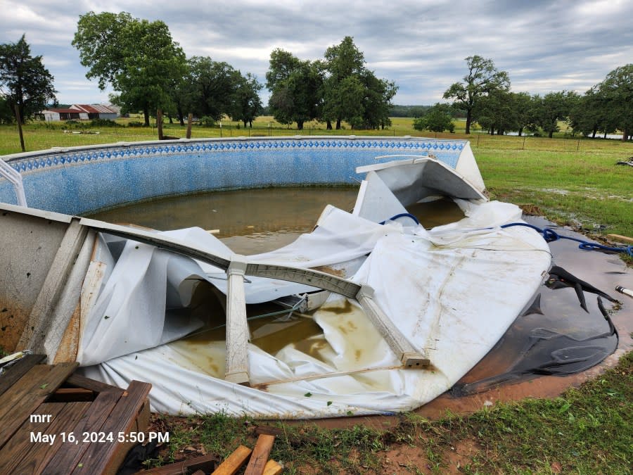 Storm damages pool in McDade | Credit: Michelle Rother