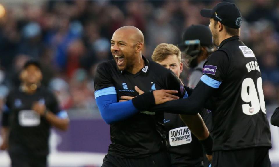 Tymal Mills celebrates taking a wicket for Sussex in the 2016 Natwest T20 Blast. Mills, a T20 specialist, has been signed for £1.4m by Royal Challengers Bangalore for the IPL