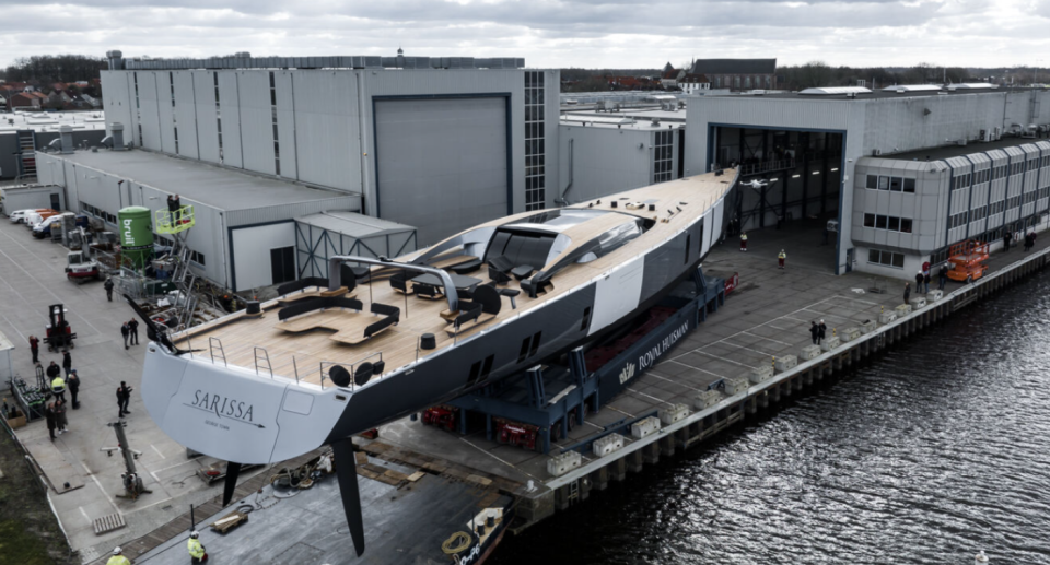 The superyacht Sarissa being built at the Vollenhove shipyard in the Netherlands.