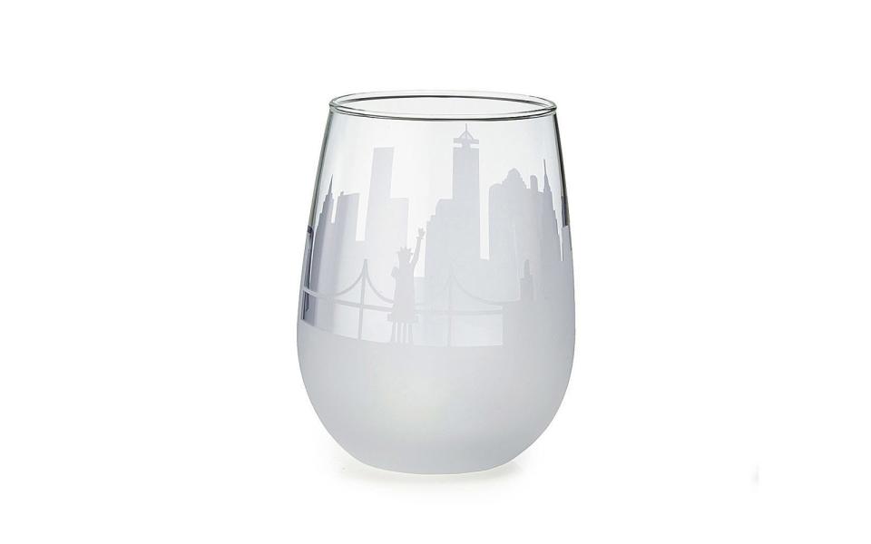 Etched Skyline Wine Glass