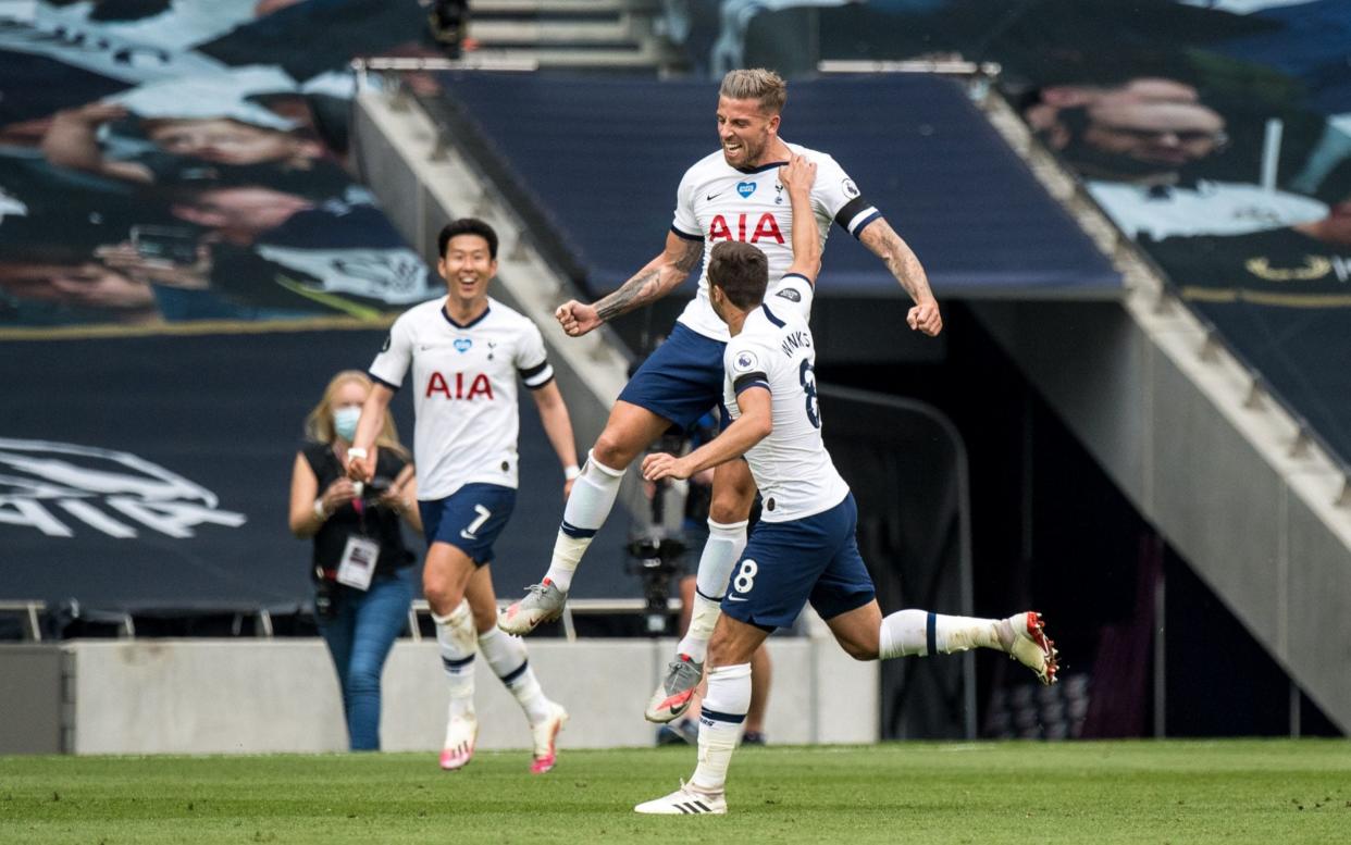 Toby Alderweireld celebrates scoring the winner for Spurs - Tottenham vs Arsenal, player ratings: Who stood out and who went missing in the North London derby - GETTY IMAGES