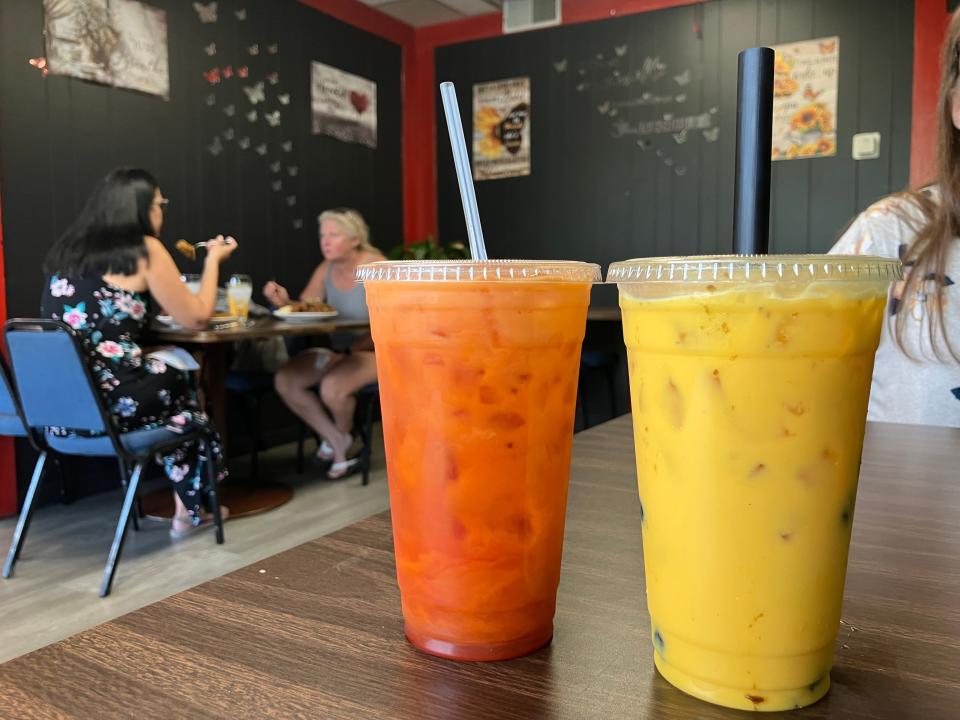 A Thai tea and mango milk tea with tapioca pearls from Yuki House in Cuyahoga Falls.