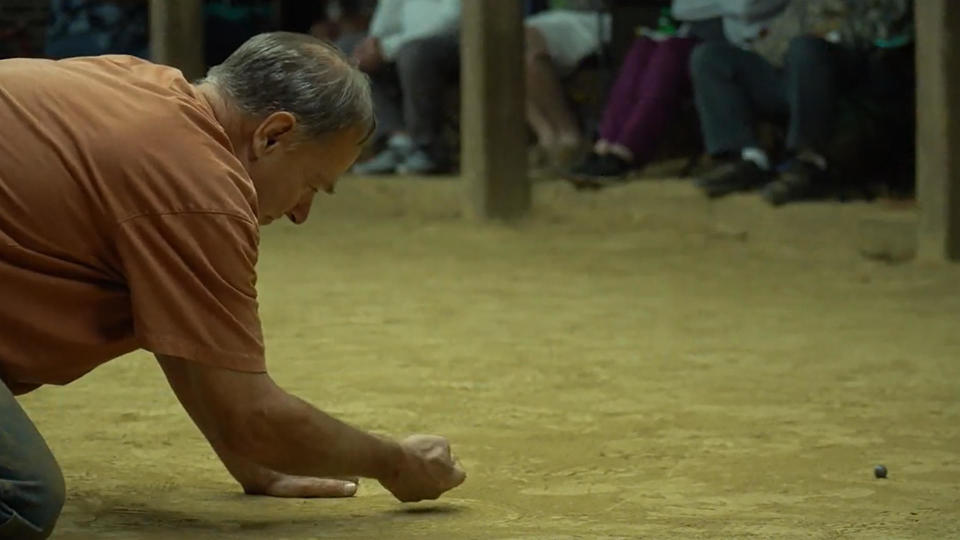 A tense moment at the Rolley Hole Marbles National Championship.  / Credit: CBS News