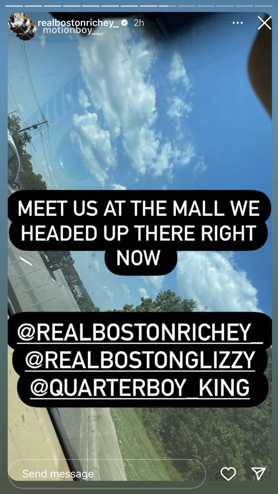 Rapper Real Boston Richey posted on Instagram Monday that he was heading to the Governor's Square Mall.