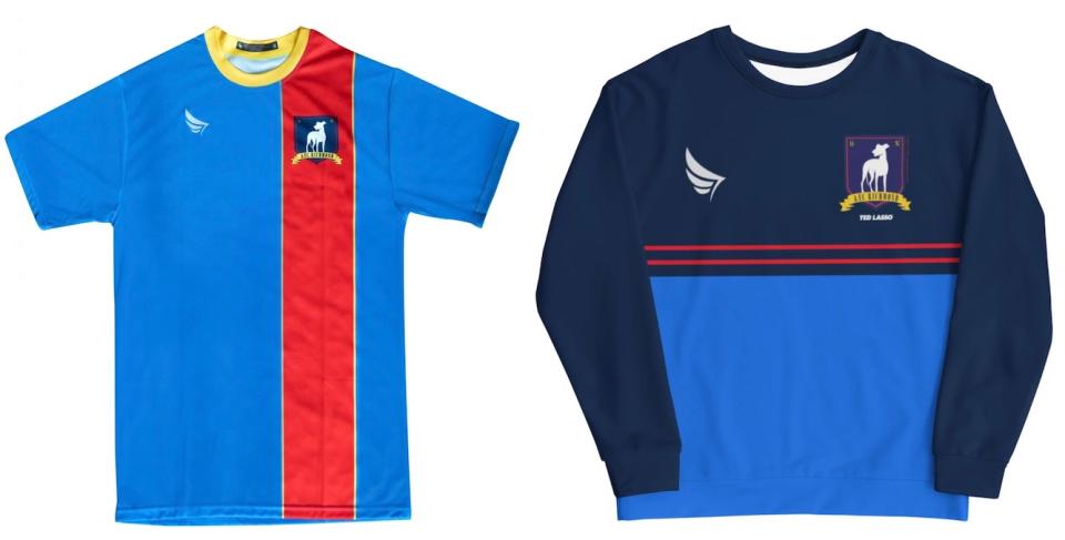A soccer jersey and sweatshirt for AFC Richmond from ted Lasso