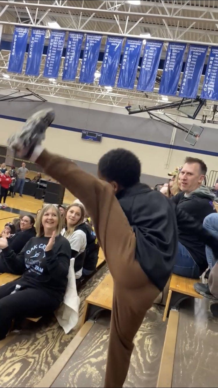 During some down time at his sister's dance competition, Elzie Flenard IV, 9, of Waukesha gave a dance performance of his own from the stands.