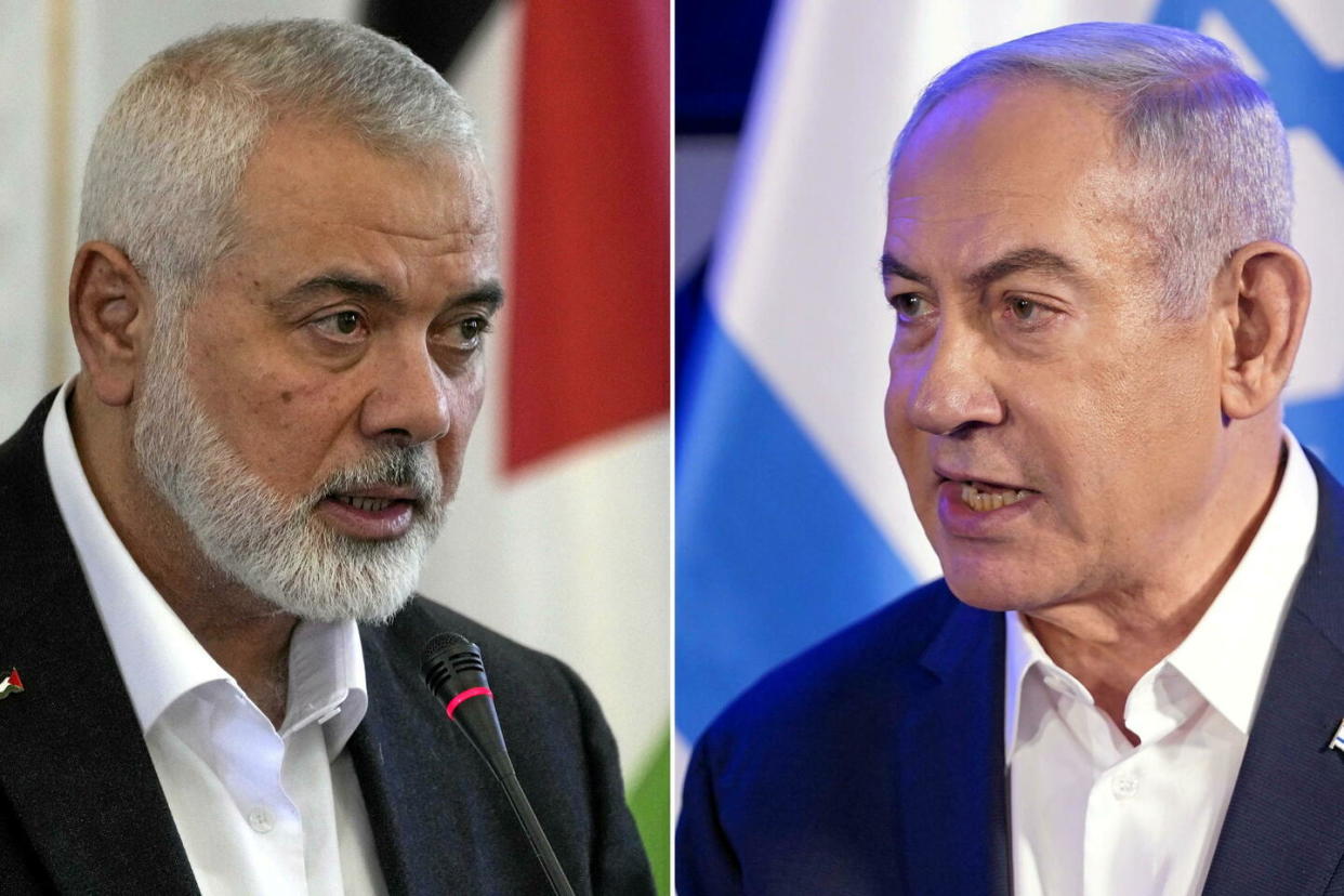 Le chef du Hamas Ismaïl Haniyeh et le Premier ministre israélien Benyamin Netanyahou (photomontage).  - Credit:AP / Sipa / V. Salemi / E. Vucci 