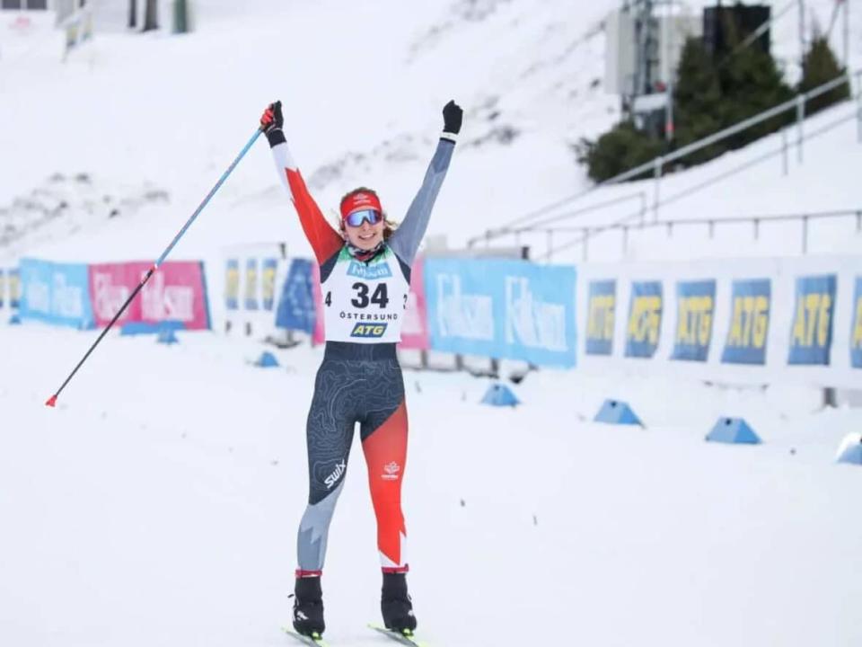 Canada's Natalie Wilkie won her third Para nordic world championship title of the week on Friday in the women's standing 12.5-kilometre individual race in Östersund, Sweden. (Parasport Sweden - image credit)