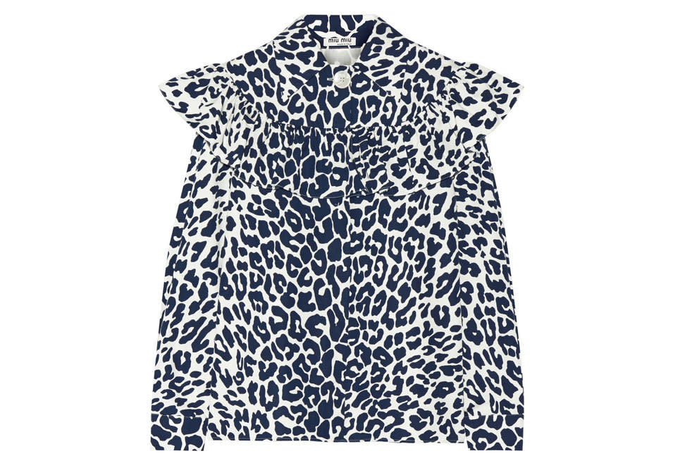 Miu Miu Ruffled Leopard-Print Cotton Faille Blouse, $1,185, net-a-porter.com