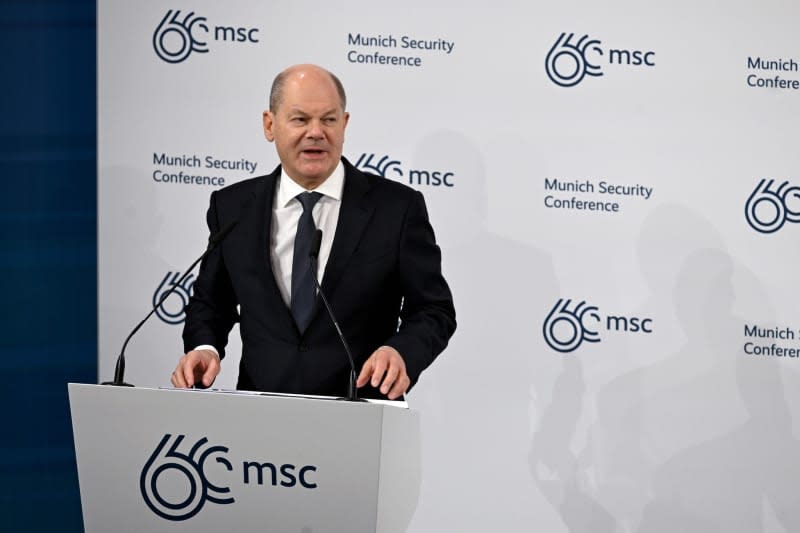 German Chancellor Olaf Scholz speaks during the 60th Munich Security Conference (MSC). Sven Hoppe/dpa