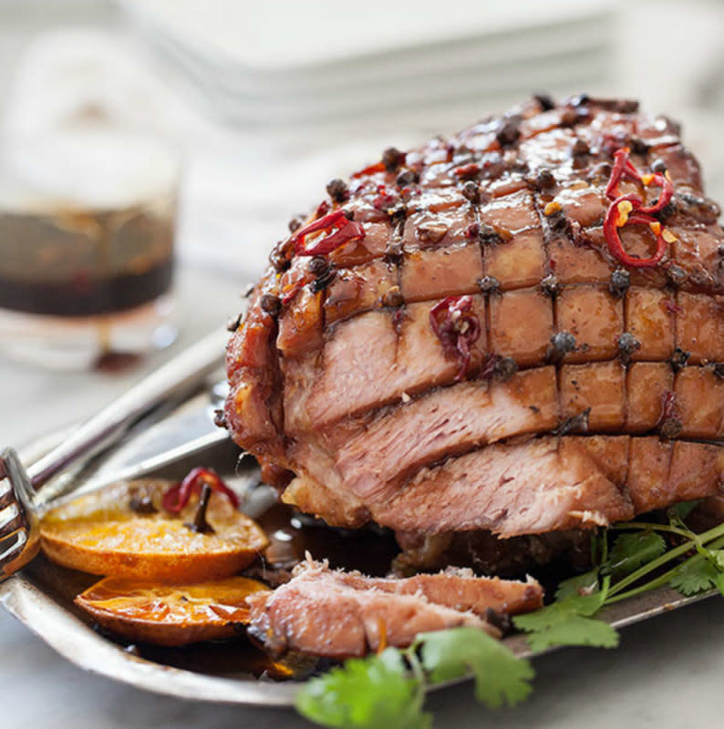 <p>Foodie Crush</p><p>The recipe makes quite a bit of glaze, but don’t waste it all on the basting of the ham. Save some for dipping, it’s the best part. </p><p><strong>Get the recipe: <a href="http://www.foodiecrush.com/things-arent-always-what-they-seem-to-be-sticky-glazed-asian-ham/" rel="nofollow noopener" target="_blank" data-ylk="slk:Sticky Glazed Ham;elm:context_link;itc:0;sec:content-canvas" class="link ">Sticky Glazed Ham</a></strong></p><p><strong>Related: <a href="https://www.yahoo.com/lifestyle/45-easy-easter-desserts-try-211038459.html" data-ylk="slk:45+ Easy Easter Desserts & Recipes;elm:context_link;itc:0;sec:content-canvas;outcm:mb_qualified_link;_E:mb_qualified_link;ct:story;" class="link  yahoo-link">45+ Easy Easter Desserts & Recipes</a></strong></p>